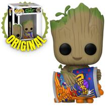 Boneco Funko Pop Action Figure Original Colecionável Funko Pop I Am Groot - Groot com Cheese Puffs 1196