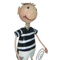 Boneco Futebol Time Preto e Branco Metal Torcedor