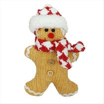 Boneco Ginger Em Pé Com Gorro E Cachecol Tecido Canelado Xadrez Vermelho Branco Enfeite Natalino 15Cm Boneco Ginger Em Pé Com Gorro E Cachecol Tecido Canelado Xadrez Vermelho Branco Enfeite Natalino 15Cm