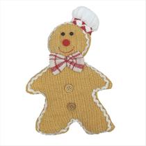 Boneco Ginger Padeiro Confeiteiro Em Pé Tecido Canelado Sianinha Xadrez Vermelho Branco Enfeite Natalino 23Cm