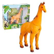Boneco Girafa 26cm Coleção Real Animals, Bee Toys, Em Vinil Atóxico Crianças +2 Anos