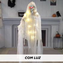 Boneco Halloween Ceifador Branco com Luz - 120X16X183 - Cromus