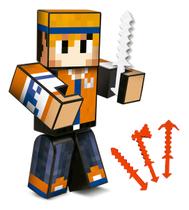 Boneco Hey Davi Original 15cm Mine Gamer com ferramenta Craft