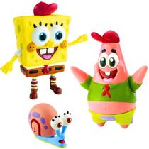Boneco Infantil Original Bob Esponja E O Patrick Estrela Acompanha O Gary Kit em Vinil Líder Brinquedos