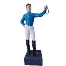 Boneco jockey pintado ferro fundido pronto artes