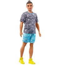 Boneco Ken Fashionistas 204 Cabelo Castanho Coque Camisa Shorts Paisley - Mattel