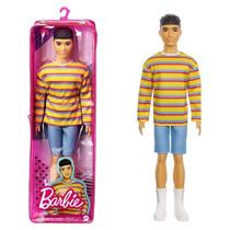 Boneco Ken Moreno Barbie Fashionistas Camiseta Listras Mattel