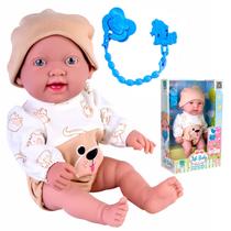 Boneco Life Baby Menino Com Detalhes Realistas Touca Roupinha Fofa E Chupeta Azul