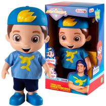 Boneco Luccas Neto Aventureiro Azul De Vinil Articulado 27Cm