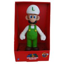 Boneco Luigi Fire Branco - Super Mario Bros Grande