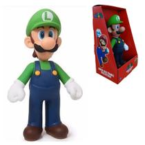 Boneco Luigi Super Mario Bros Miniatura Grande Original Figura Coleção 23cm