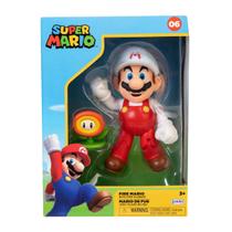 Boneco Mario de Fogo de 10cm com Flor de Fogo - Super Mario