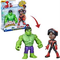 Boneco Marvel Amazing Friends Hulk e Miles Morales Hasbro