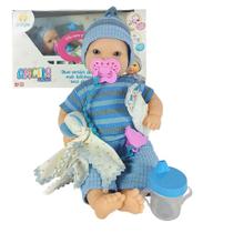 Boneco Menino Fofinho Faz Xixi Bebê Reborn Chupeta Mamadeira Fralda Completo Criança Realista Boneco Menino Fofinho Faz Xixi Bebê Reborn Chupeta Mamadeira Fralda Completo Criança Realista