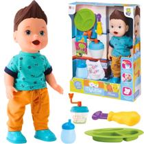 Boneco Menino Infantil 32cm Com Acessórios Come E Faz Caquinha My Little Collection Brinquedo Divertoys