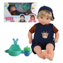 Boneco Menino Loiro Babycinos com Acessórios Brinquedo Infantil