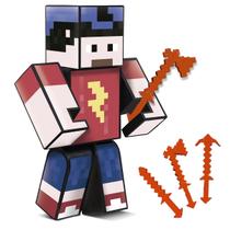 Boneco Mike Jogo Mine Youtuber com Ferramentas 15cm Craft