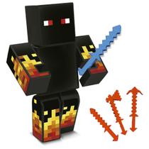 Boneco Mine Athos Jogo Youtuber Gamer 15cm ferramentas Craft