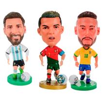 Boneco Miniatura Neymar Cristiano Ronaldo E Messi Seleção