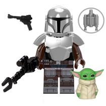 Boneco Minifigura Star War The Mandalorian e Baby Yoda