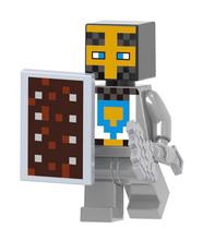 Boneco Minifigure Blocos De Montar Player Silver Minecraft - Mega Block Toys