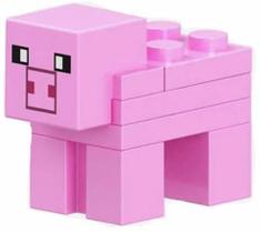 Boneco Minifigure Blocos De Montar Porco Rosa Minecraft - Mega Block Toys