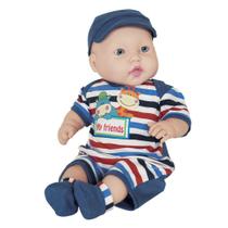 Boneco Miyo Menino 47cm Roupa Listrada Macio E Cheiroso 2246 - Cotiplás
