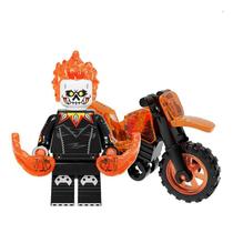 Boneco motoqueiro fantasma ghost rider marvel blocos de montar