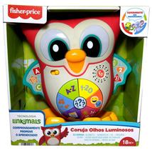 Boneco Musical Coruja Olhos Luminosos Brinquedo Para Bebê Desenvolvimento Infantil Emite Luz E Som Fisher Price