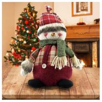 Boneco Natal Decorativo Boneco De Neve Tecido Xadrez 22cm Boneco Natal Decorativo Boneco De Neve Tecido Xadrez 22cm