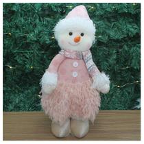 Boneco Natal Menina Boneco De Neve Rosa Natalina 43Cm - Gici Christmas