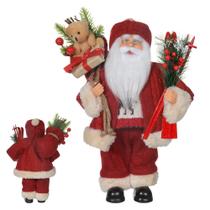Boneco Natal Papai Noel 30 cm com Ski e Saco de Presente - D&A