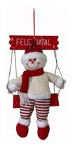 Boneco Natal Papai Noel Com Placa Feliz Natal Sentado No Balanço Enfeite Natalino