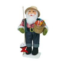 Boneco Natal Papai Noel Pescador 50cm