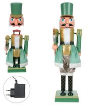 BONECO NATAL QUEBRA NOZES BIVOLT E SOM (VERDE DOURADO) 1,1m