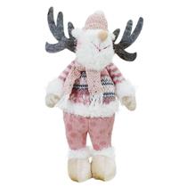 Boneco Natal Rena Rosa Natalina Tecido 44,5cm