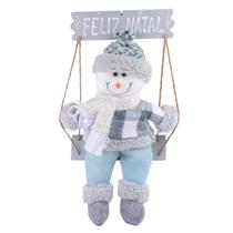 Boneco Natalino 43cm com Placa no Balanço Xadrez