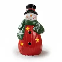 Boneco Natalino de Cerâmica com Luz Led Branco Quente 14,7cm