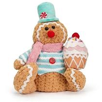 Boneco Natalino Gingerbread Candy Sentado Com Cupcake 25cm Boneco Natalino Gingerbread Candy Sentado Com Cupcake 25cm