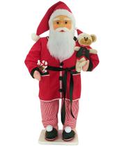 Boneco Natalino Papai Noel Dorminhoco Pijama Ursinho De 90cm