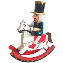 Boneco Natalino Soldado Quebra Nozes Com Cavalo de Balanço 30cm Boca Articulável Boneco Natalino Soldado Quebra Nozes Com Cavalo de Balanço 30cm Boca Articulável
