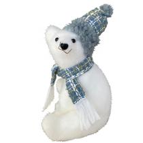 Boneco Natalino Urso Polar Neve De Cachecol E Gorro Enfeite