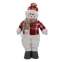 Boneco Neve Em Pe Cachecol De Tricô Tecido Alpino Natal 41cm