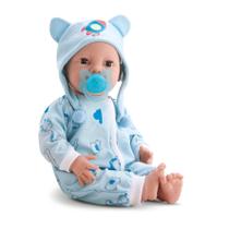 Boneco New Born Menino Brincando de Pijama Corpo Macio com Mamadeira Mágica Divertoys Original Brinquedo Infantil Presente