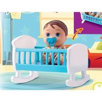 Boneco no bercinho com chupetinha little dolls bercinho menino - 8082 - Diver Toys