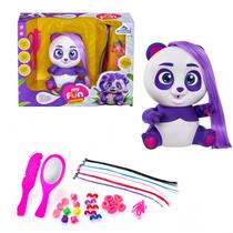 Boneco Panda Cabelo Colorido Aplique e Acessório p/ Pentear Boneco Panda Cabelo Colorido Aplique e Acessório p/ Pentear
