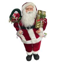 Boneco Papai Noel 92cm em Pé Com Saco de Presentes Rosto e Mãos Porcelana