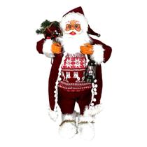 Boneco Papai Noel Casaco Tricô Presente Decoração Enfeite 60cm