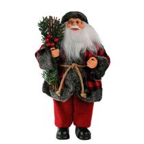 Boneco Papai Noel Casaco Xadrez Vichy Vermelho Amarração 30cm Enfeite Natal Decoracao