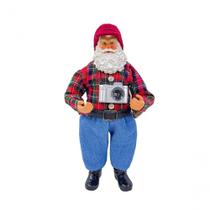 Boneco Papai Noel Colecionáveis Fotógrafo Decoração Natal 27cm Boneco Papai Noel Colecionáveis Fotógrafo Decoração Natal 27cm